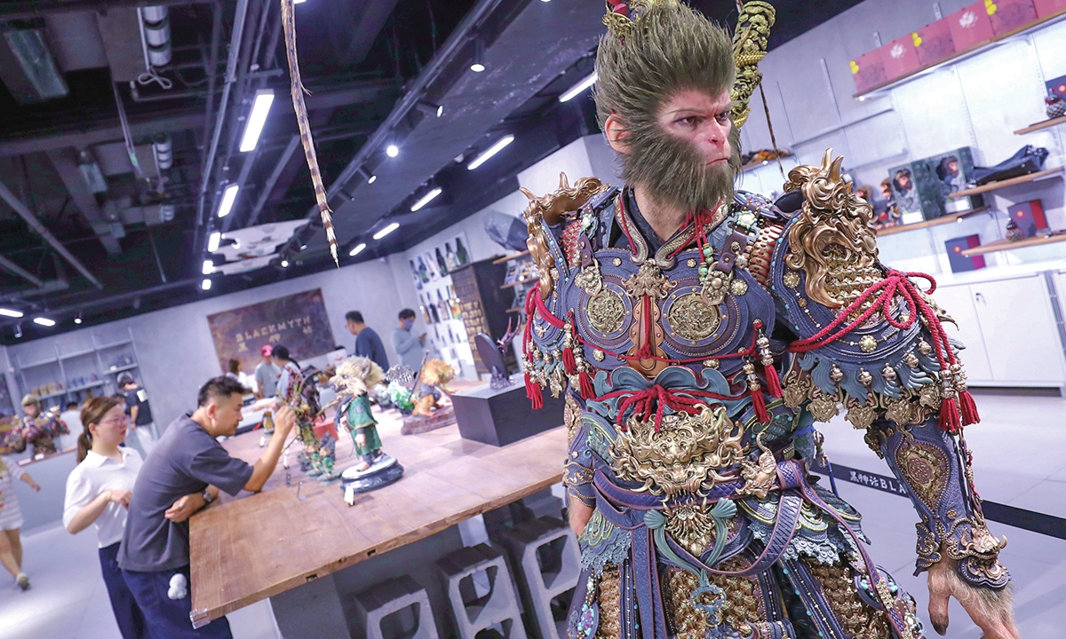 The Destined One from Black Myth: Wukong displays at a shop during the event 