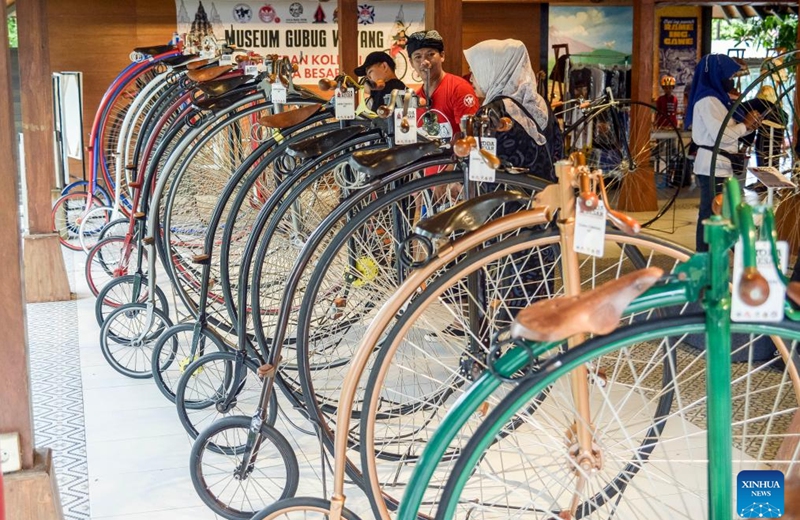Vintage bicycles are displayed during the Klaten International Cycling Festival 2026 in Klaten Regency, Central Java Province, Indonesia, May 24, 2026. The 2026 Klaten International Cycling Festival ran from May 17 to 24. (Photo by Agung Supriyanto/Xinhua)