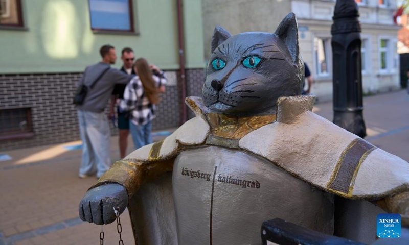 This photo taken on May 24, 2026 shows a cat statue in Zelenogradsk, Russia. Zelenogradsk is a tourist destination known as the Cat City thanks to ubiquitous cat graffiti, cat-patterned manhole covers, cat-decorated buildings, and cat-themed traffic lights. (Photo by Guo Feizhou/Xinhua)