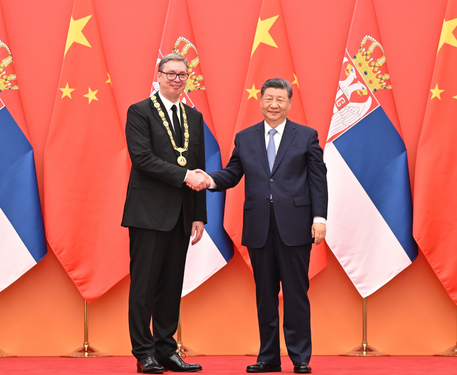 Chinese President Xi Jinping holds a ceremony to award Serbian President Aleksandar Vucic the Friendship Medal of the People's Republic of China at the Great Hall of the People in Beijing, capital of China, May 25, 2026. Photo: Xinhua