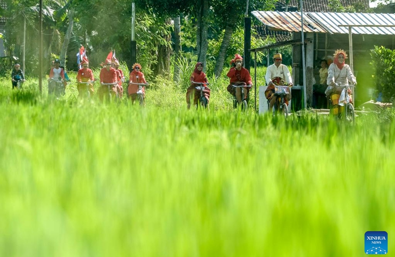 Participants ride bicycles during the Klaten International Cycling Festival 2026 in Klaten Regency, Central Java Province, Indonesia, May 24, 2026. The 2026 Klaten International Cycling Festival ran from May 17 to 24. (Photo by Agung Supriyanto/Xinhua)