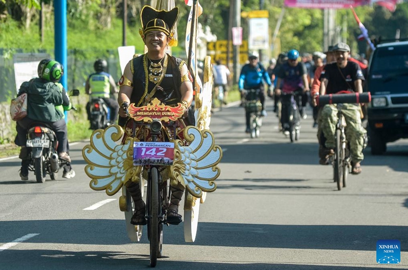 Participants ride bicycles during the Klaten International Cycling Festival 2026 in Klaten Regency, Central Java Province, Indonesia, May 24, 2026. The 2026 Klaten International Cycling Festival ran from May 17 to 24. (Photo by Agung Supriyanto/Xinhua)