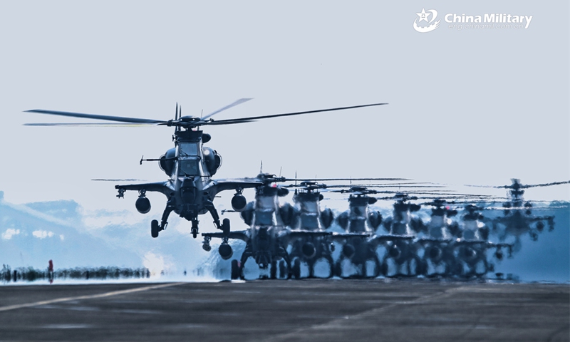 Z-10 attack helicopters attached to a brigade under the Chinese PLA 73rd Group Army lift off successively for a training exercise on May 14, 2026. (Photo: eng.chinamil.com.cn)