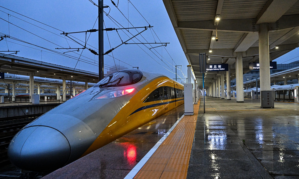 The high-speed rail line linking Shangqiu in Central China's Henan Province and Xiong'an New Area, North China's Hebei Province, begins full-line testing on May 25, 2026. Photo: CNS Photo