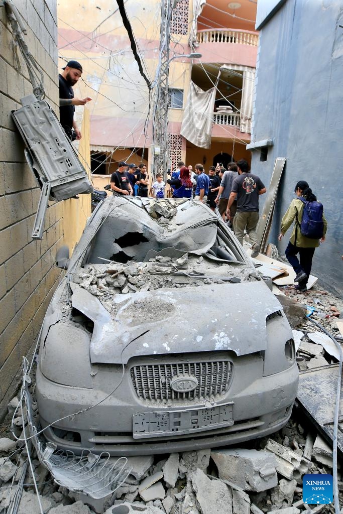 This photo taken on May 26, 2026 shows a car destroyed by an Israeli airstrike in Tyre, Lebanon. Israeli strikes on southern and eastern Lebanon killed at least 18 people and wounded more than 20 others on Tuesday, according to Lebanon's official sources, as Israel intensified its bombardment campaign across southern Lebanon. (Photo: Xinhua)