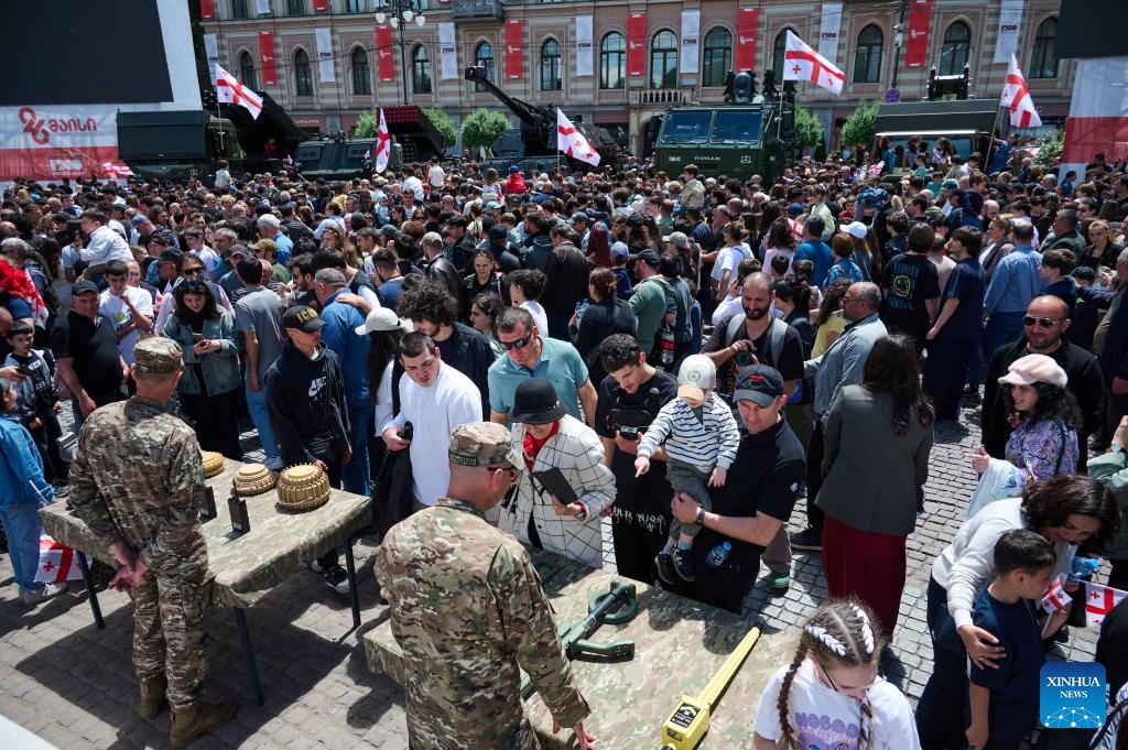 Georgian military forces display weapons and equipment to the public during celebrations to mark Georgia's Independence Day at the Freedom Square in Tbilisi, Georgia, May 26, 2026. (Photo: Xinhua)