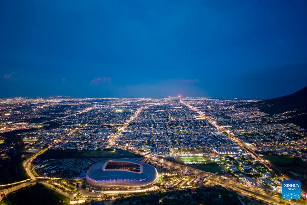 This drone photo taken on May 25, 2026 shows the Monterrey Stadium in Guadalupe, Nuevo Leon State, Mexico. (Photo: Xinhua)