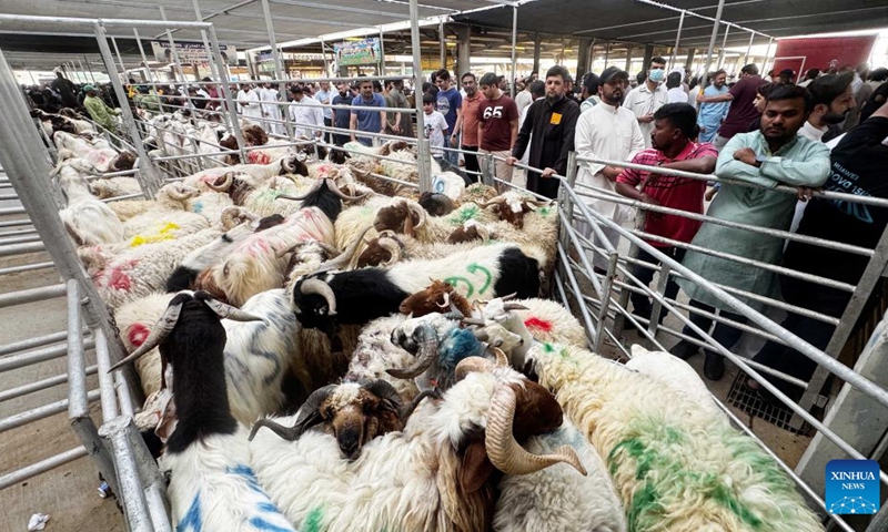 People stand in line waiting for their turn to slaughter livestock for Eid al-Adha at a slaughterhouse in Capital Governorate, Kuwait, May 27, 2026. (Photo: Xinhua)