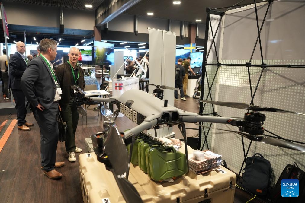 People attend the Drone Summit 2026 in Riga, Latvia, May 27, 2026. (Photo: Xinhua)