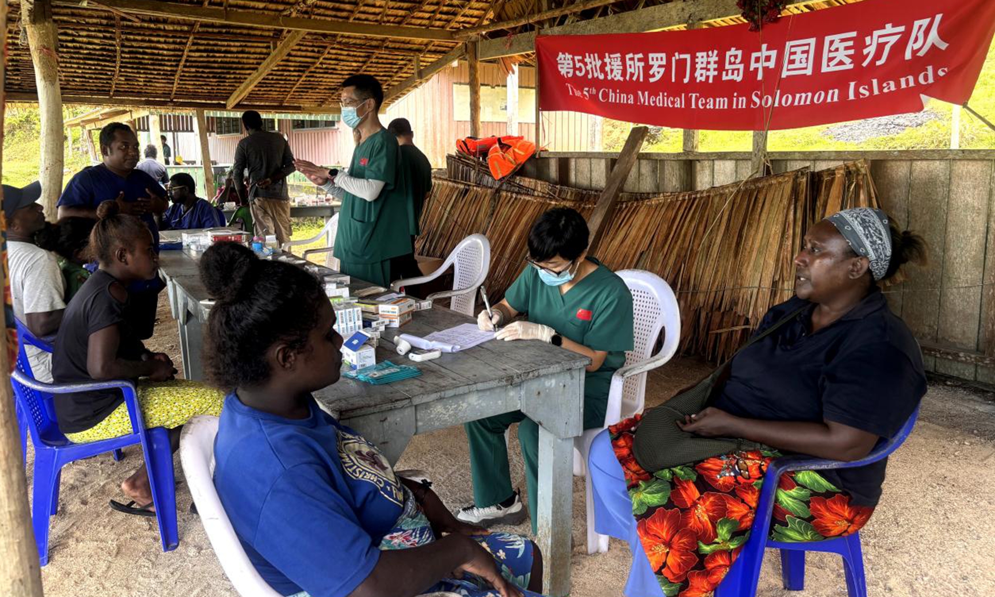 Members of the Chinese medical team to Solomon Islands provide post-cyclone medical assistance in Western Province, Solomon Islands, in May 2026. Photo: Courtesy of the Chinese medical team