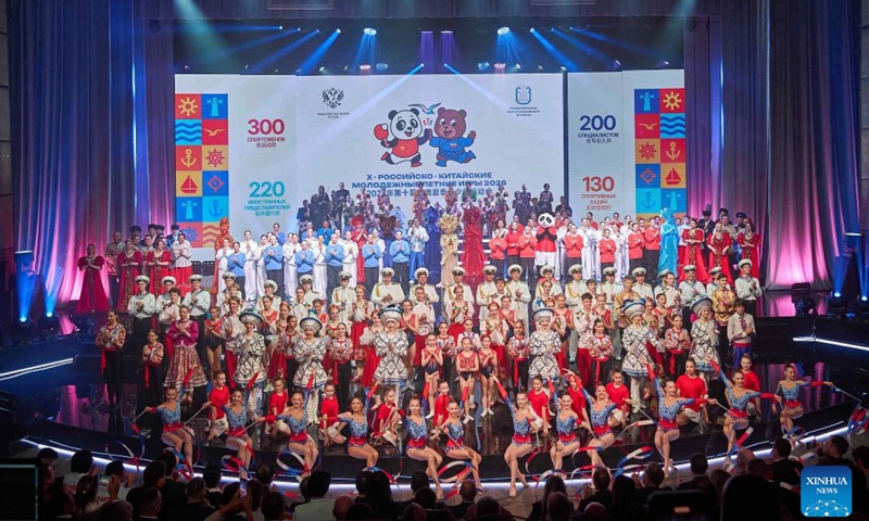 Actors perform during the opening ceremony of the 10th China-Russia Summer Youth Games in Svetlogorsk, Kaliningrad Region, Russia, on May 25, 2026. (Photo: Xinhua)