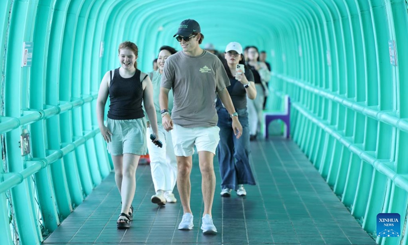 International students visit the Huajiang Grand Canyon Bridge in southwest China's Guizhou Province, May 20, 2026. (Photo: Xinhua)