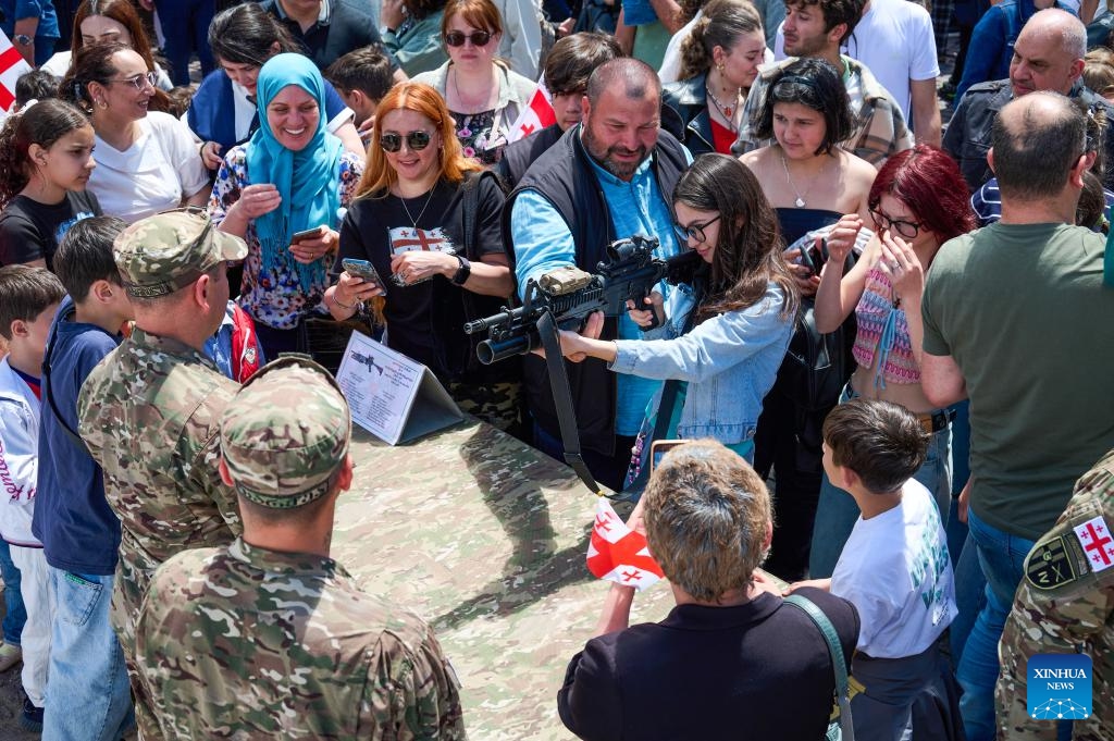Georgian military forces display weapons and equipment to the public during celebrations to mark Georgia's Independence Day at the Freedom Square in Tbilisi, Georgia, May 26, 2026. (Photo: Xinhua)
