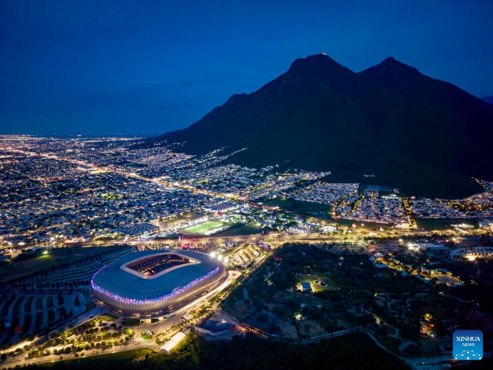 This drone photo taken on May 25, 2026 shows the Monterrey Stadium in Guadalupe, Nuevo Leon State, Mexico. (Photo: Xinhua)