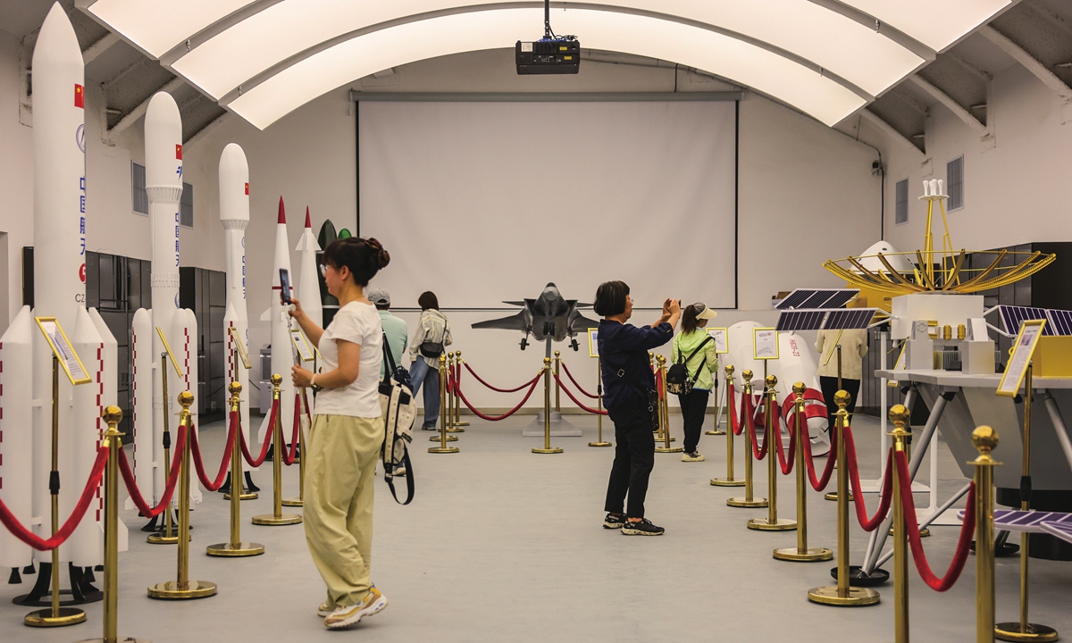 Visitors view models of aerospace equipment at the Beijing Underground City on May 13, 2026. Photos: VCG