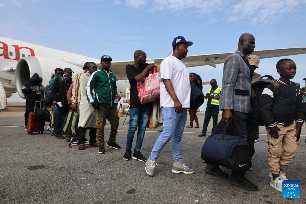 Ghanaian citizens evacuated from South Africa arrive at the Accra International Airport in Accra, Ghana, May 27, 2026. The Ghanaian government has evacuated 300 citizens from South Africa over xenophobic concerns. The first batch, among over 800 citizens registered by the country's mission seeking help to return home, arrived at the Accra International Airport on Wednesday. (Photo by Seth/Xinhua)
