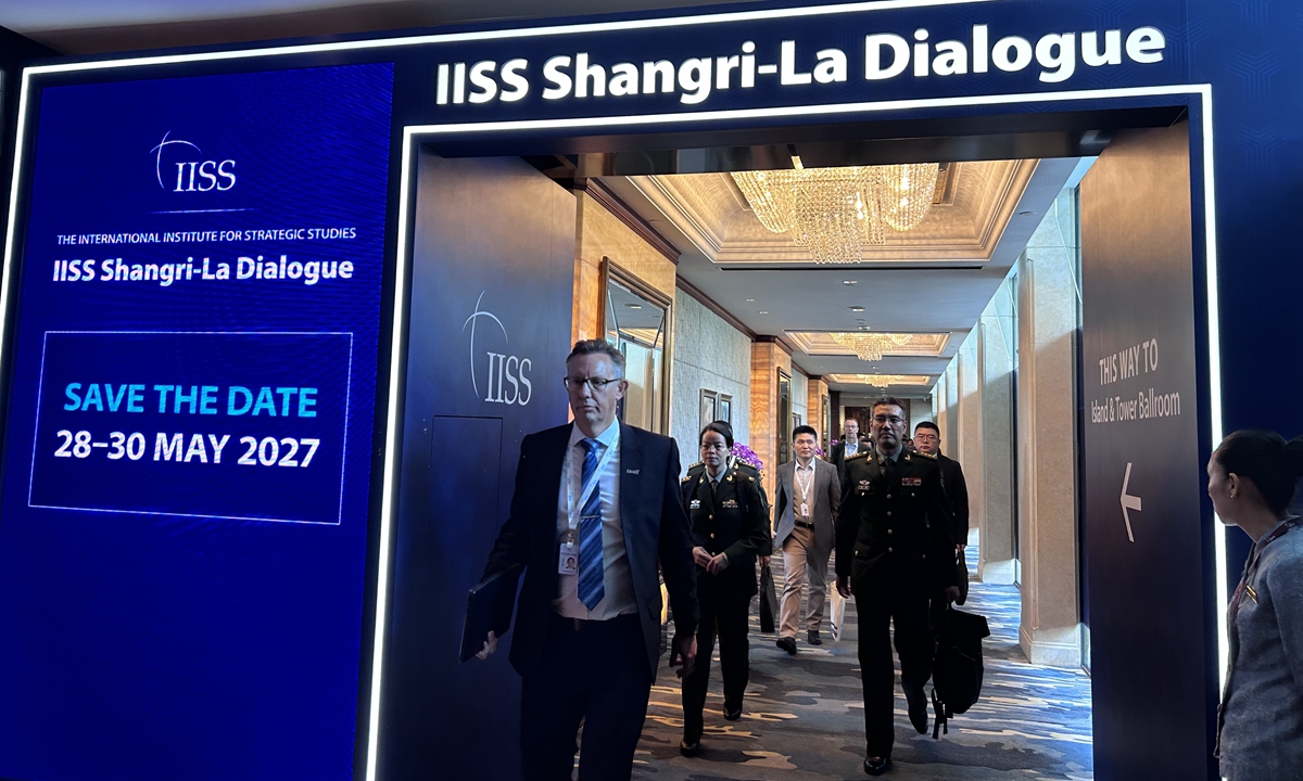Members of the Chinese delegation walk out of the conference venue of the 23rd Shangri-La Dialogue in Singapore on May 31, 2026. Photo: Guo Yuandan/GT