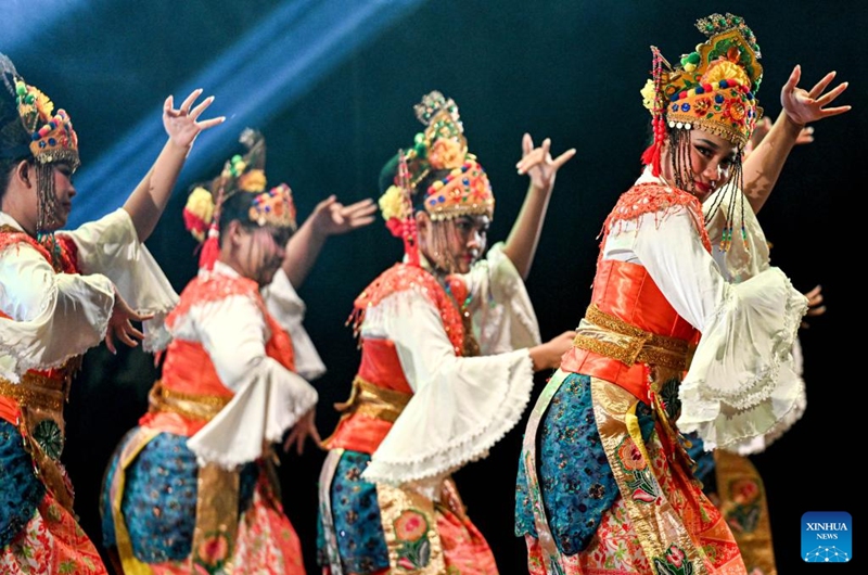 Dancers perform during the 2026 Indonesia World Dance Festival (IWDF) in Jakarta, Indonesia, May 30, 2026. (Xinhua/Agung Kuncahya B.)