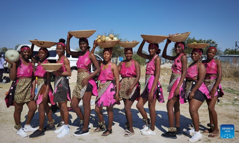 Young people take part in the Oshakati Totem Expo 2026 at Oshakati Independence Stadium in northern Namibia's Oshana Region, May 29, 2026. The expo, featuring cultural performances, clan and totem displays, traditional food, business stalls, beauty pageants and sporting activities, showcases the lineages and heritage of Namibia's indigenous communities while attracting exhibitors and visitors from across the country. (Photo by Ndalimpinga Iita/Xinhua)
