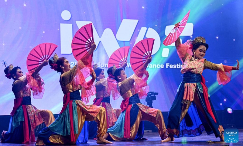 Dancers perform during the 2026 Indonesia World Dance Festival (IWDF) in Jakarta, Indonesia, May 30, 2026. (Xinhua/Agung Kuncahya B.)