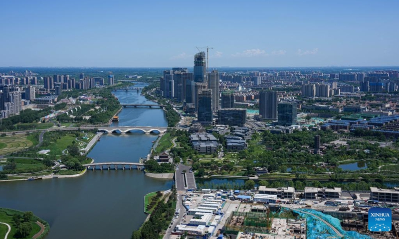 This photo taken on May 29, 2026 shows the Canal Business District under construction in the Beijing Municipal Administrative Center in Beijing, capital of China. From 2016 to 2026, the Beijing Municipal Administrative Center marks a decade of planning and development. Over the past ten years, it has undergone a remarkable transformation into a vibrant modern area. Photo: Xinhua