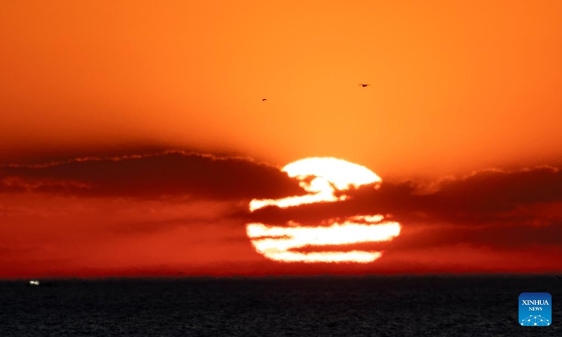 This photo taken on May 31, 2026 shows a view of sunrise near the Mukho port in Donghae city, Gangwon-do province, South Korea. (Photo by Jun Hyosang/Xinhua)