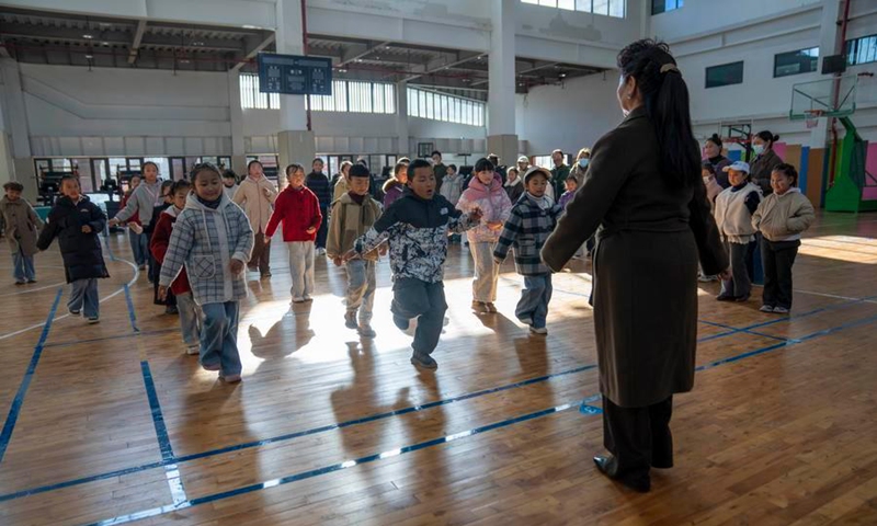 Nyima Tsamjo gives a Duixie class in Lhasa, southwest China's Xizang Autonomous Region, March 7, 2026.  (Xinhua/Tenzing Nima Qadhup)