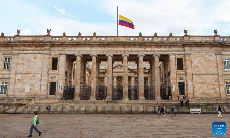 This photo taken on May 29, 2026 shows a view of the National Capitol building in Bogota, capital of Colombia. (Xinhua/Zhou Jiayi)