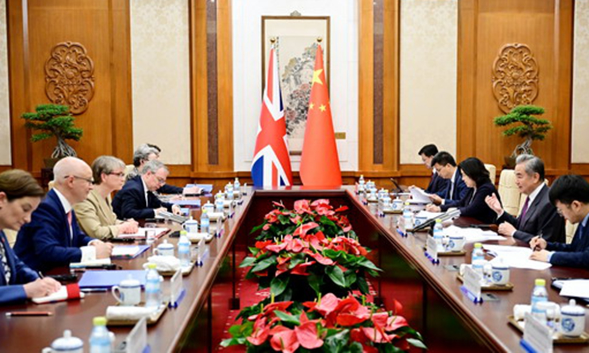 Chinese Foreign Minister Wang Yi meets with UK Foreign Secretary Yvette Cooper in Beijing on June 2, 2026. The two sides held the 11th China-UK Strategic Dialogue on the same day. Cooper is visiting China from June 1 to 3, with stops in Beijing and Shenzhen, South China's Guangdong Province, including a program focused on science and technology cooperation. Photo: Chinese Foreign Ministry