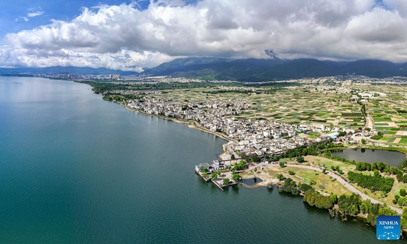 This aerial drone photo taken on May 31, 2026 shows the view of Erhai Lake in Dali, southwest China's Yunnan Province. (Photo: Xinhua)