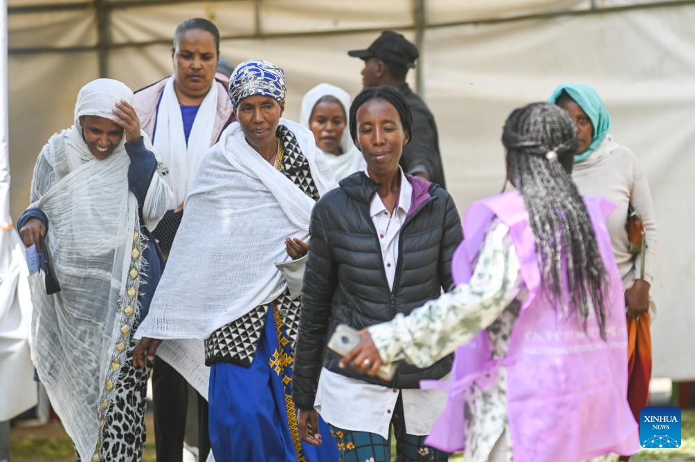 People wait to cast their ballots in the country's seventh general election at a polling station in Addis Ababa, Ethiopia, on June 1, 2026. Polling stations opened across Ethiopia on Monday morning as millions of voters are set to cast their ballots in the country's seventh general election. (Photo: Xinhua)