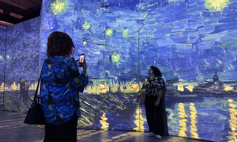 People visit the multimedia exhibition Beyond Van Gogh: The Immersive Experience in Cairo, Egypt, June 1, 2026. (Photo: Xinhua)