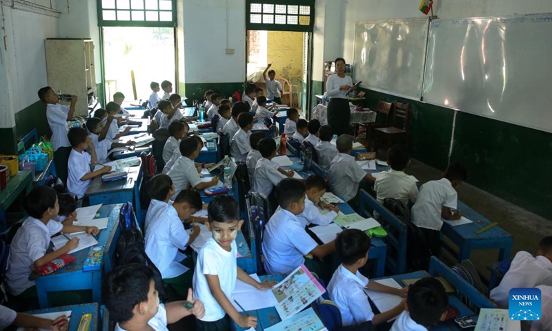 Students attend school on the first day of school in 2026-2027 academic year in Yangon, Myanmar, June 1, 2026. The 2026-27 academic year of Myanmar's Yangon region began on Monday. (Photo: Xinhua)