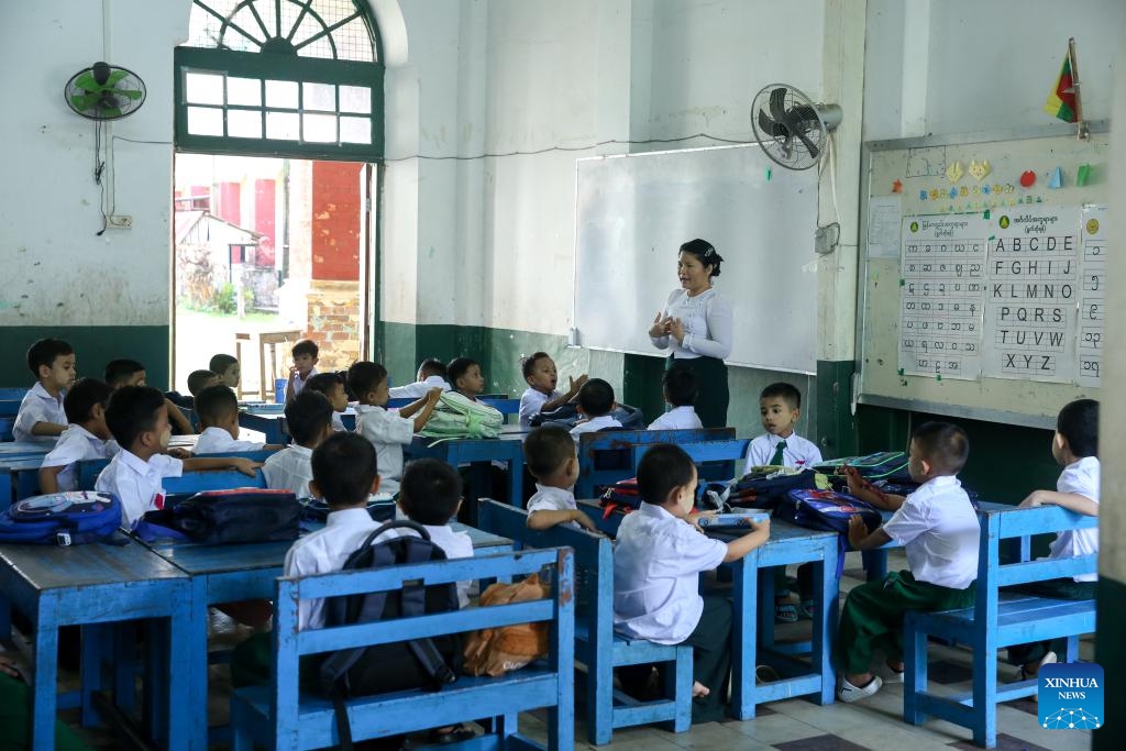 Students attend school on the first day of school in 2026-2027 academic year in Yangon, Myanmar, June 1, 2026. The 2026-27 academic year of Myanmar's Yangon region began on Monday. (Photo: Xinhua)