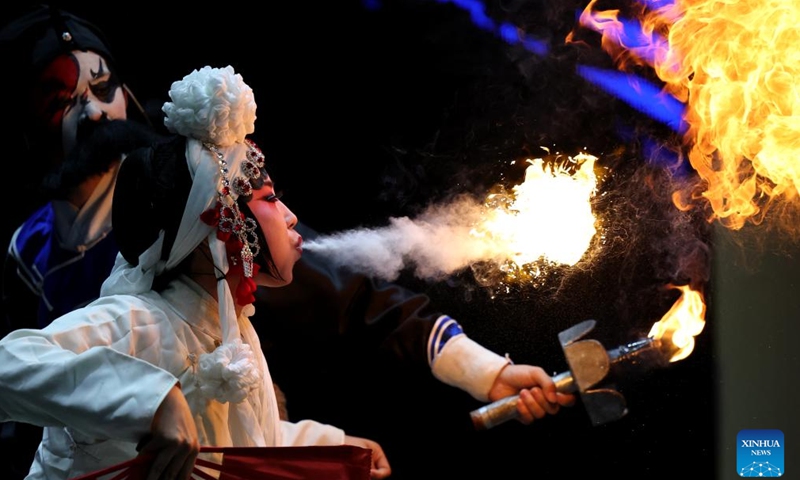 Lyu Jinshuang, a Qinqiang Opera performer from the Youth Troupe of Xi'an Performing Arts Group, performs in Xi'an, northwest China's Shaanxi Province, May 30, 2026. Qinqiang Opera, a Chinese folk opera genre originating in the Western Zhou Dynasty (1046 B.C.-771 B.C.), continues to thrive in a vast region of northwest China and was added to China's intangible cultural heritage list in 2006. Since its founding over four years ago, the youth troupe has staged more than 20 full-length operas and 40 excerpts and won several national awards. (Photo: Xinhua)