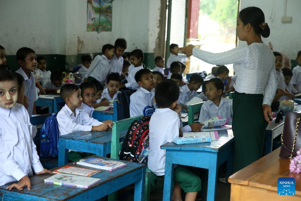 Students attend school on the first day of school in 2026-2027 academic year in Yangon, Myanmar, June 1, 2026. The 2026-27 academic year of Myanmar's Yangon region began on Monday. (Photo: Xinhua)