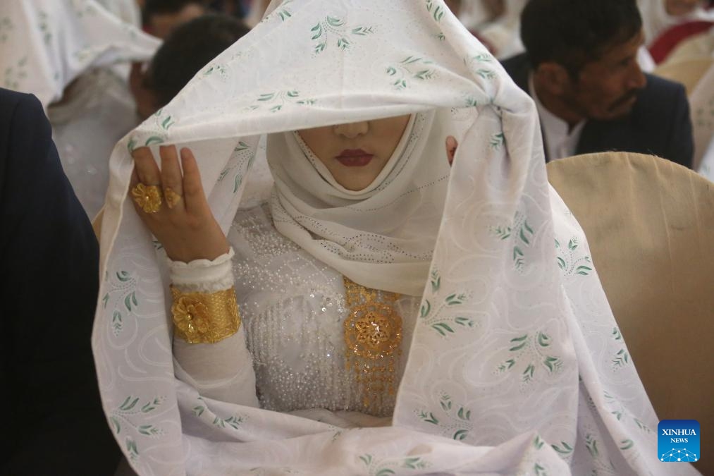 A bride attends a mass wedding ceremony in Kabul, Afghanistan, June 1, 2026 (Photo: Xinhua)