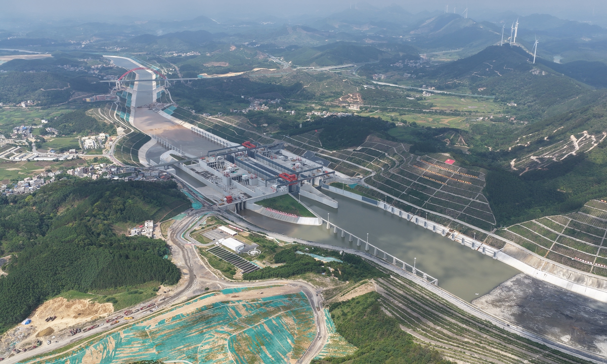 China's Pinglu Canal, a key project on the New International Land-Sea Trade Corridor, achieves full water filling on June 3, 2026 in South China's Guangxi Zhuang Autonomous Region. Photo: CNS Photo