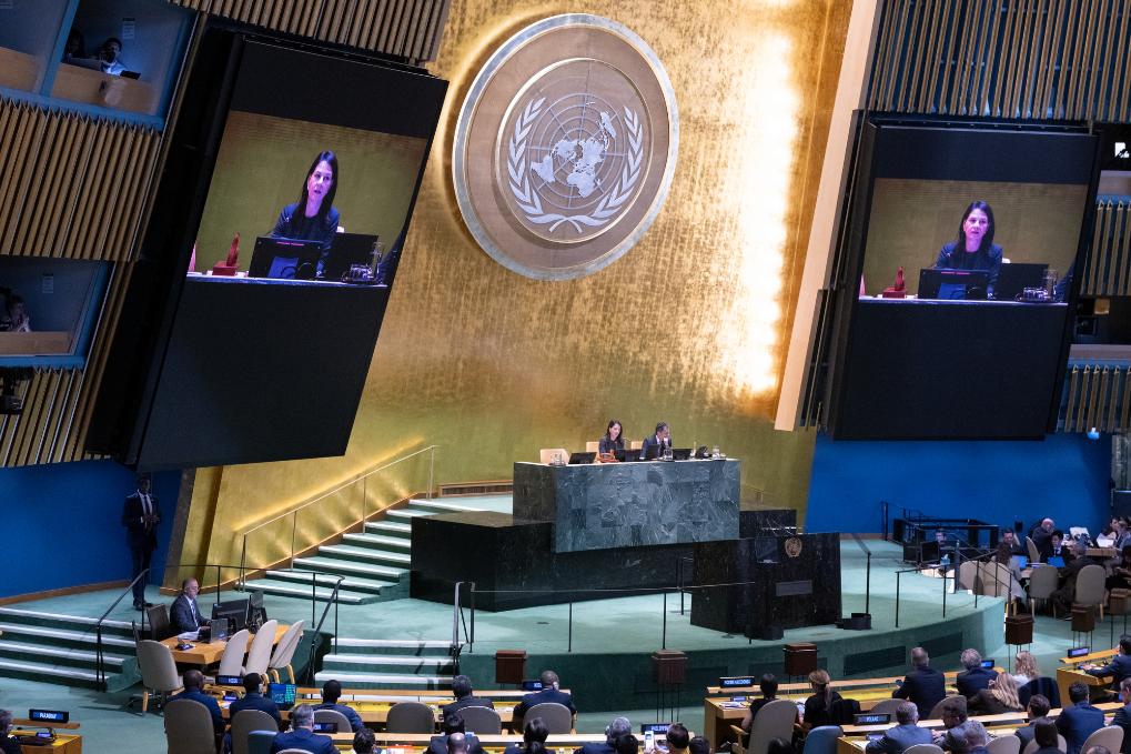 This photo shows a General Assembly session to elect non-permanent members of the UN Security Council, at the UN headquarters in New York, on June 3, 2026. Austria, Kyrgyzstan, Portugal, Trinidad and Tobago, and Zimbabwe were elected non-permanent members of the UN Security Council on Wednesday for a two-year term. (Photo: Xinhua)