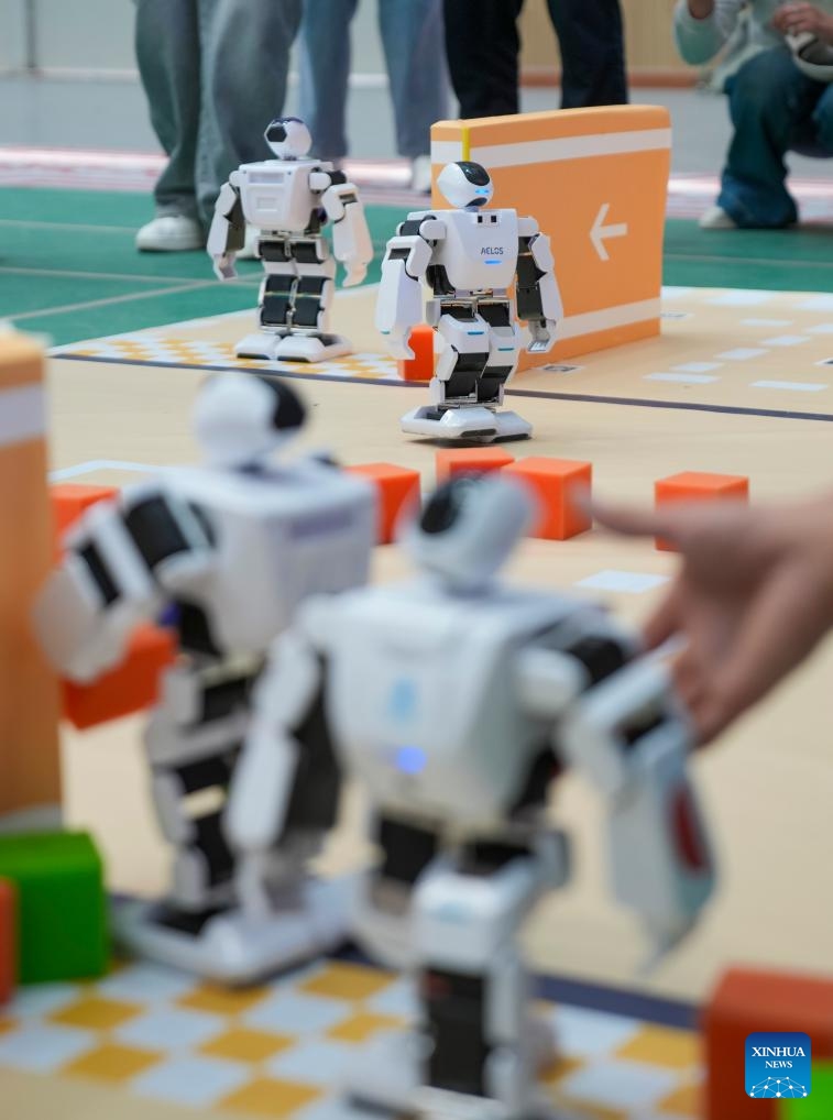 Robots are operated by contestants during an offline contest of the Xizang division of the 28th China Robot and Artificial Intelligence Competition (CRAIC) at Xizang University in Lhasa, southwest China's Xizang Autonomous Region, June 3, 2026. A total of 81 teams took part in the Xizang division of the 28th CRAIC, including 19 teams from four universities enrolled for the offline contests. (Photo: Xinhua)