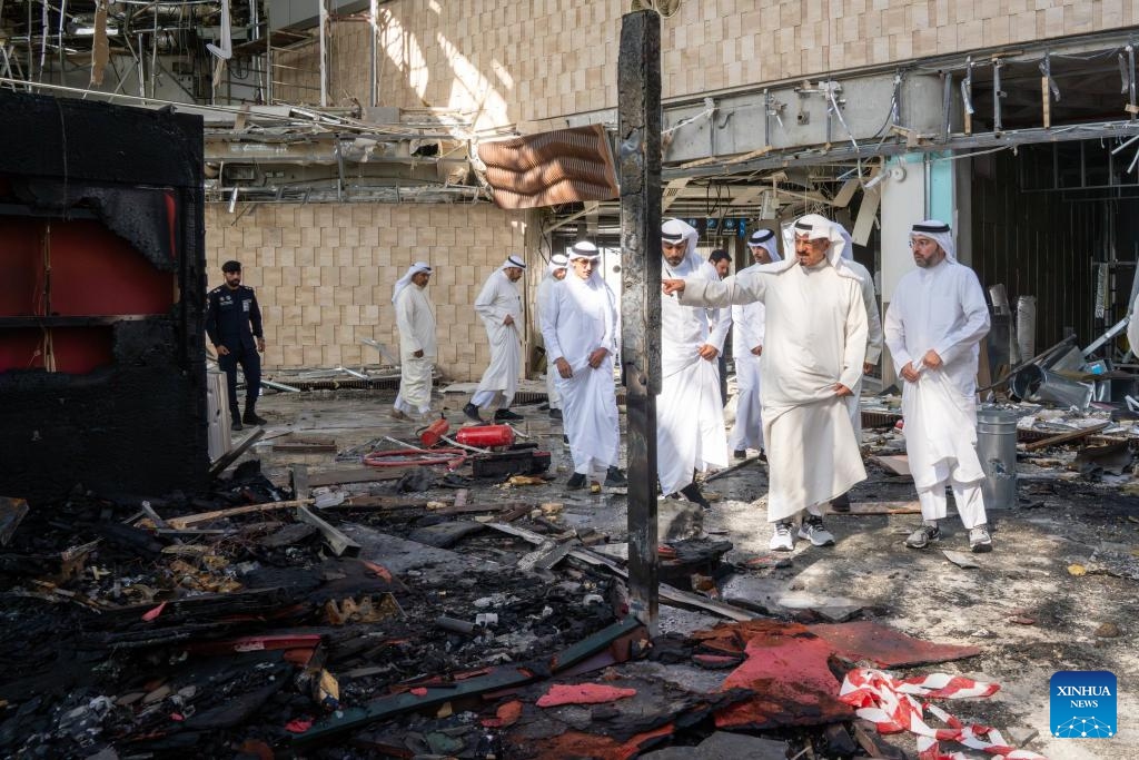 This handout photo shows Kuwaiti Prime Minister Sheikh Ahmad al-Abdullah al-Sabah (2nd R) inspecting the damaged airport after an attack, in Farwaniya Governorate, Kuwait, on June 3, 2026. Earlier on Wednesday, Kuwait's Ministry of Foreign Affairs said one person was killed and several others injured after ballistic missiles and drones struck civilian and vital facilities across the country, including Kuwait International Airport, in attacks Kuwait attributed to Iran. (Photo: Xinhua)