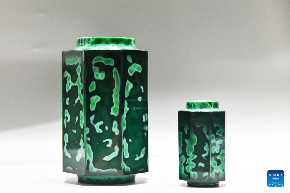 This photo taken on May 26, 2026 shows colored glaze artworks by Sun Yunhao. (Xinhua/Zhu Zheng)