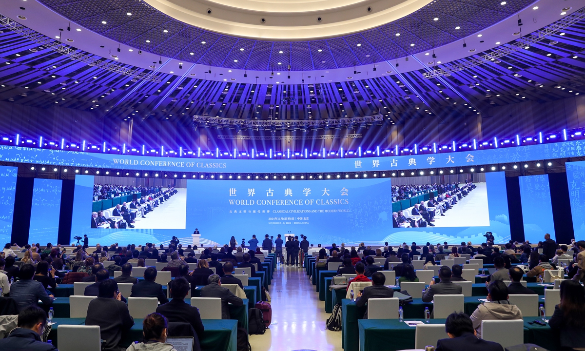 The first World Conference on Classics concludes at the Yanqi Lake International Convention & Exhibition Center in Beijing on November 8, 2024. Photo: VCG