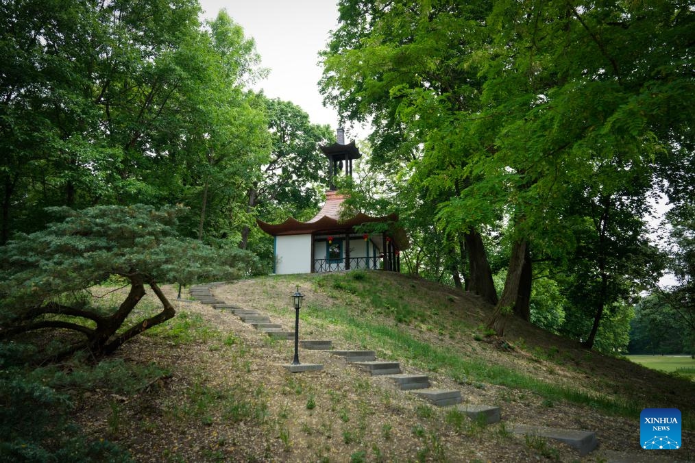A pavilion is seen in the Jablonna Palace complex near Warsaw, Poland on June 5, 2026. The Jablonna Palace is a notable neoclassical palace complex about 20 kilometers north of Warsaw. (Photo: Xinhua)