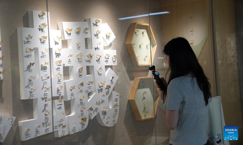 A visitor views exhibits at an insect museum under the Giant Panda National Park in Wenxian County, Longnan City, northwest China's Gansu Province, June 6, 2026. Housing about 4,000 specimens, the museum serves as a high-level platform for science popularization and ecological experience. (Xinhua/Duan Zhuoli)