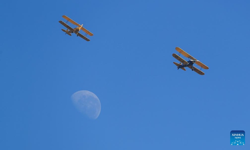 Aircraft perform during the South African Air Force (SAAF) Museum Airshow in Pretoria, South Africa, June 6, 2026. The annual SAAF Museum Airshow took place here on Saturday. (Xinhua/Chen Wei)