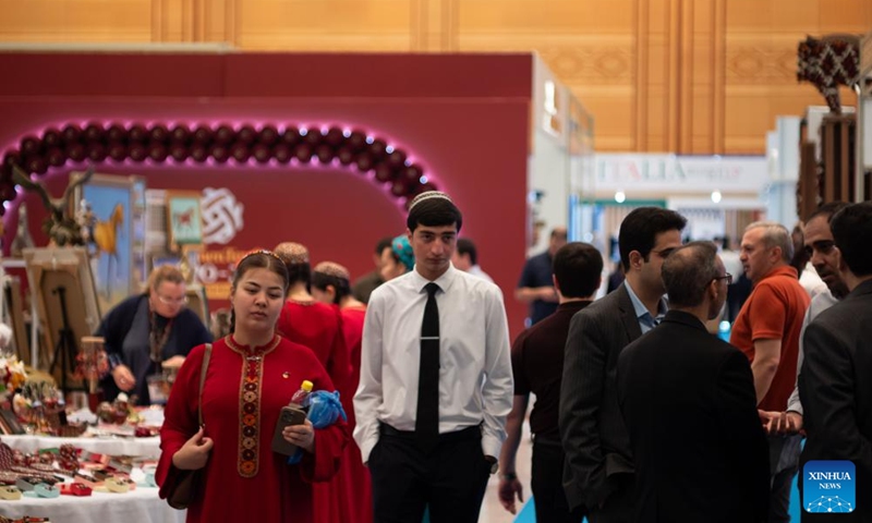 People visit the Turkmen Textile Expo 2026 in Ashgabat, Turkmenistan, June 5, 2026. (Photo by Cui Jiaxin/Xinhua)