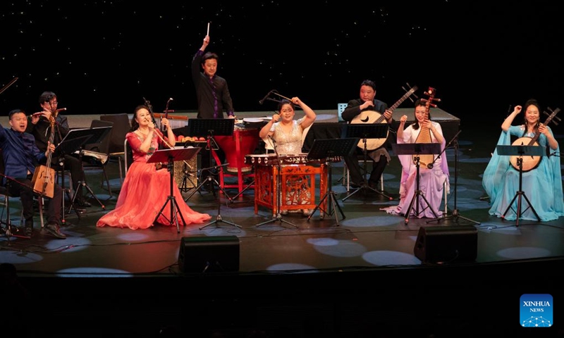 Artists perform at a night of Chinese music concert in Auckland, New Zealand on June 6, 2026. A night of Chinese music under the theme of Conversation and Connection was held on Saturday evening at the SkyCity Theater in New Zealand's largest city of Auckland, enchanting the audience with Chinese folk music. Photo: Xinhua