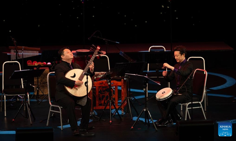 Artists perform at a night of Chinese music concert in Auckland, New Zealand on June 6, 2026. A night of Chinese music under the theme of Conversation and Connection was held on Saturday evening at the SkyCity Theater in New Zealand's largest city of Auckland, enchanting the audience with Chinese folk music. Photo: Xinhua
