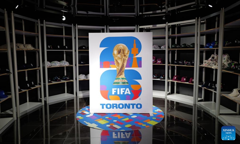 Products are on display at an official FIFA World Cup 2026 store in Toronto, Canada, on June 7, 2026. (Photo by Yang Shu/Xinhua)